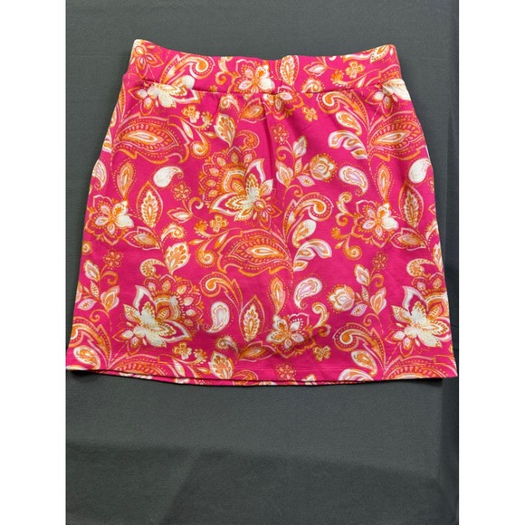 Belle Kim Gravel Pink Floral Paisley Skort Womens Medium Elastic Waist Skirt - Picture 3 of 10